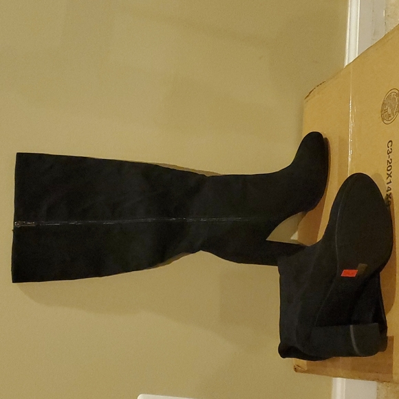 Black Faux Suede Boot - Picture 2 of 4